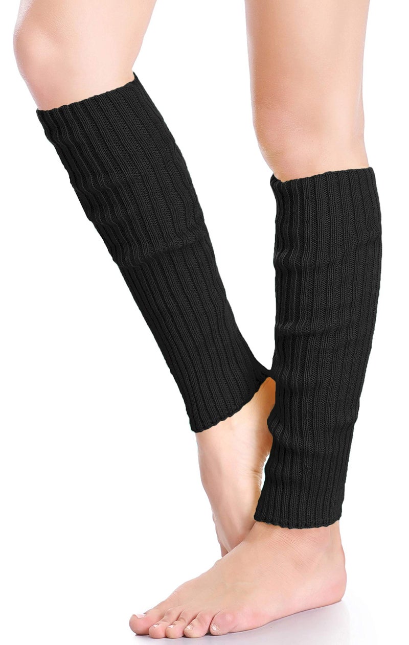 *daisysboutique* Retro Women 80s Adult Ribbed Knitted Leg Warmers Crochet Long Boot Socks for Party Dance Sports Yoga (Black, One Size) - Image 2